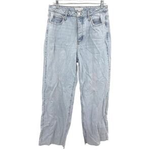 And Now This Light Wash Frayed Cotton Baggy Retro 90s Wide Leg Jeans 31" New